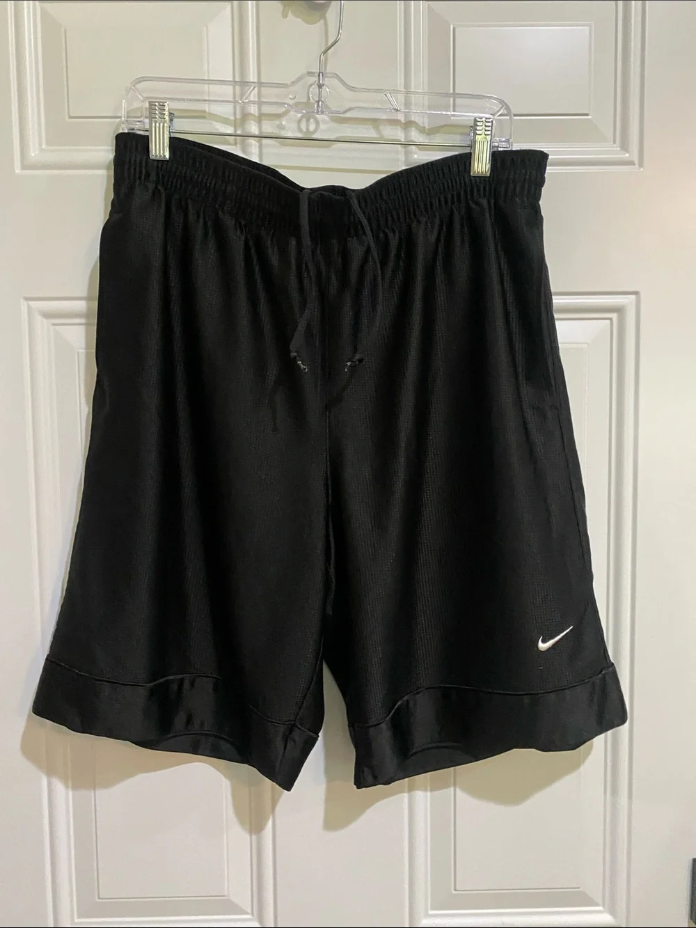 Nike Men’s Black Athletic Shorts with White Swoosh